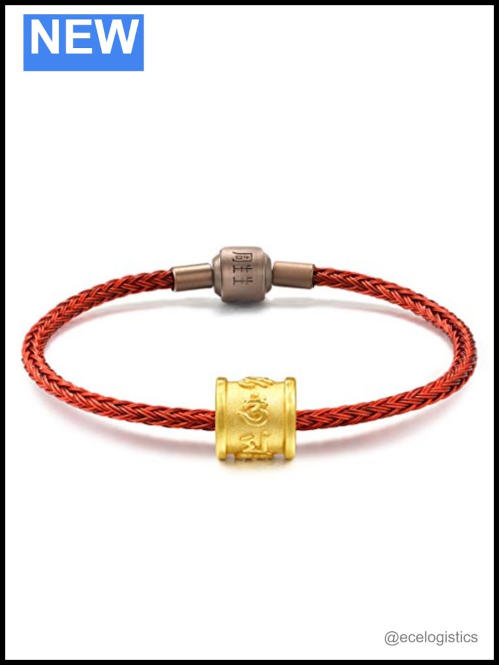999 24K Gold Buddhist Mantra Charm Bracelet Link Chain